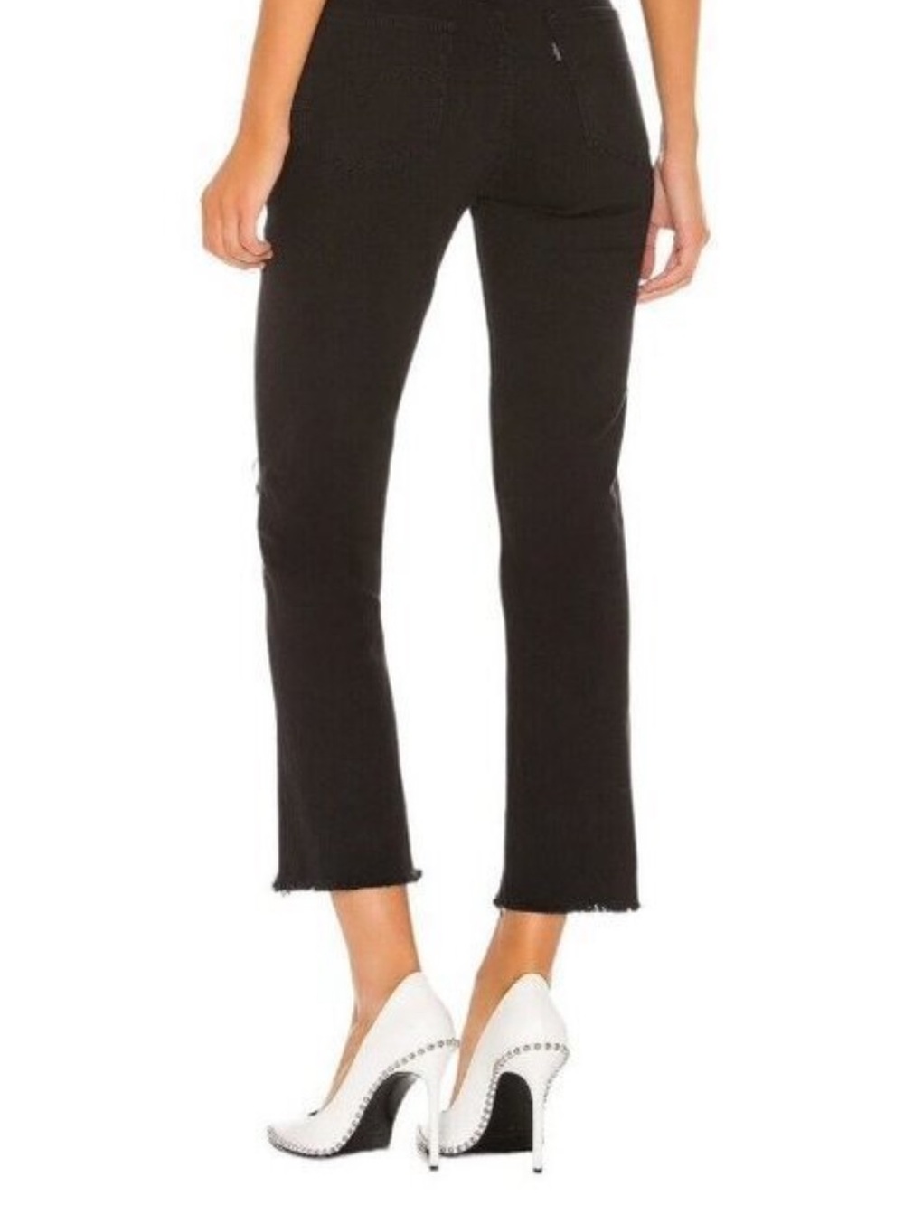 Women’s Levi’s 724 high rise black distressed raw hem jeans